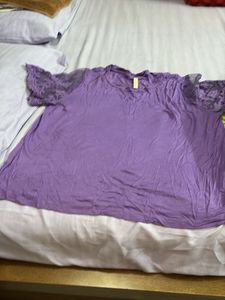 Purple Lace Sleeve Top