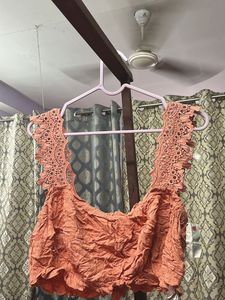 Peach Forever 21 Lace Crop Top.