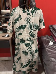 Cute Beige And Green Dress