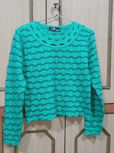 Green Knitted Two Piece Sweater/ Top