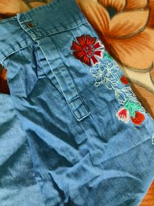 Beautiful Embroidery Denim Top..
