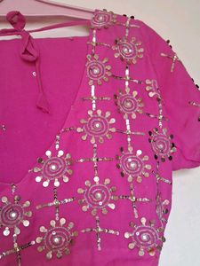 Pink Embellished Saree &amp; Blouse