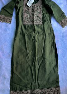 Olive Green Embroidered Suit
