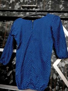 Blue Polka Dot 3/4 Sleeve Blouse