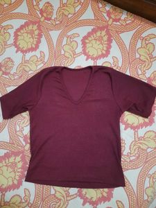 Maroon V-Neck Tee