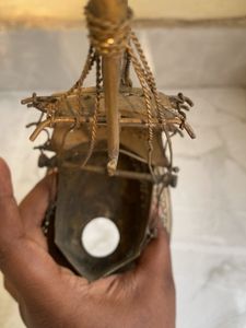 Vintage Metal Ship Sculpture