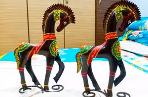 Combo Of 2 Metal Art Horses Decor