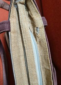 Striped Tote Bag with Floral Detail