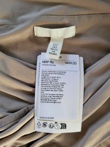 H&amp;M greige long sleeve draped bodysuit/Size-S