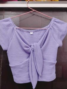 Cute Lavender Tie-Front Top