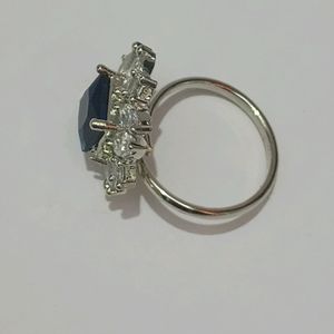 Artificial Silver Adjustable Ring + Big Size Stone