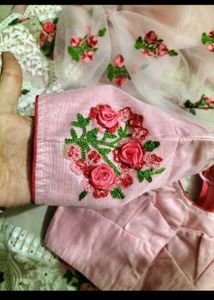 Elegant Pink Net Saree