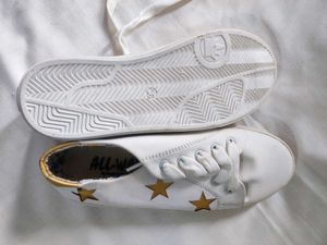 White Golden Starred Sneakers