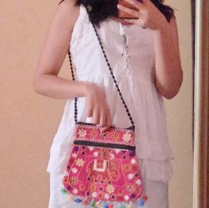 White Eyelet Dress With Free Bag