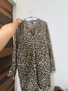 Leopard Print Long Sleeve Blouse