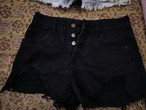 Denim Black Shorts