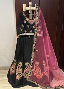 Elegant Embroidered Black Lehenga Choli