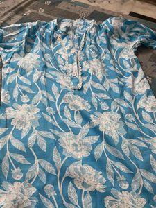 Blue Floral Button-Up Dress