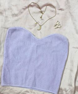 Lavender Tube Top with Ribbed Knit