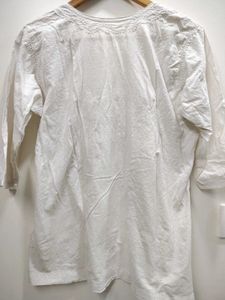 LUCKNOWI WHITE SHORT KURTA