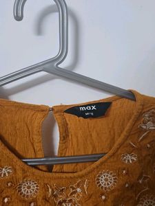 Embroidered Mustard Top