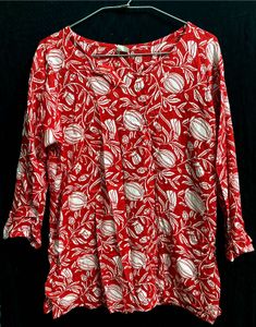 Red Floral Print Top