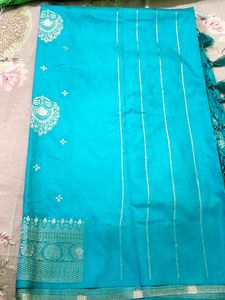 Elegant Turquoise Banarasi Saree