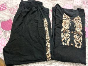Embroidered Black Suit Set