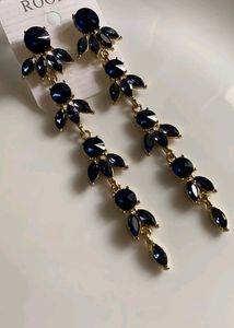 Beautiful Blue And Golden Party Wear Earrings.