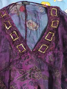 Purple Witchy Whimsy Goth Sheer Top