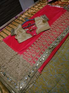A Beautiful Rose Coloured Saree