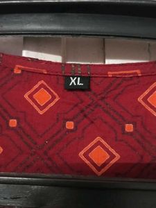 Ethnic Red Printed Kurta