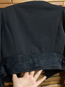 Puffed Sleeve Bolero Jacket With Lace Detail