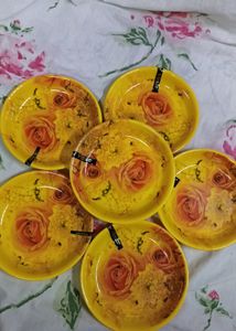 Fiber Plates With Beautiful Flower Design