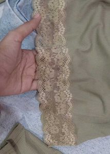 Olive Green Lace Trim Top