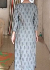 Gray Printed Long Sleeve Dress