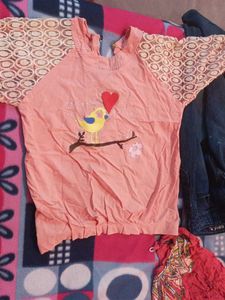 Cute Bird Applique Baby Top