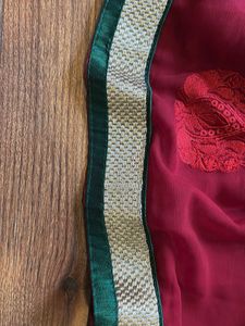 Red Embroidered Saree