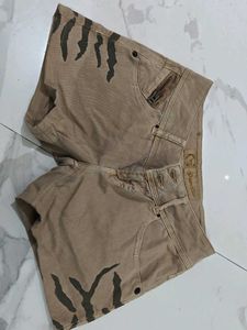 Brown Animal Print Shorts