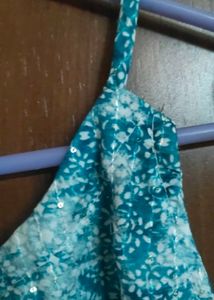 Blue Sleevesless Kurti