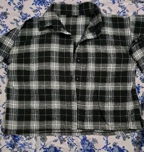 Black And White Striped Crop Shirt