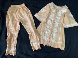 Peach Embroidered Kurta Set