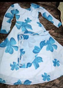 New/Unused Blue Georgette Gown With Dupatta