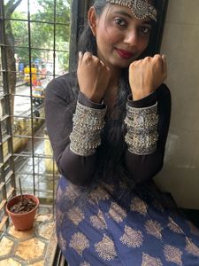 Minakari stone oxidised ghungroo Hancuff