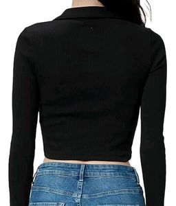 Black Ribbed Crop Top