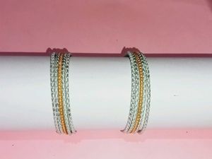 Silver &amp; Gold Print Bangle Set