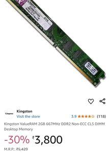 Kingston Original DDR2 RAM  2 GB Each