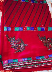 Pink Printed  Silk Saree Ke Sath New Sare Free