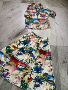 ZARA WOMEN Printed Midi Skirt &amp; Shirt