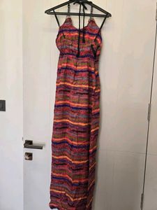 Striped Maxi Dress with Necklace